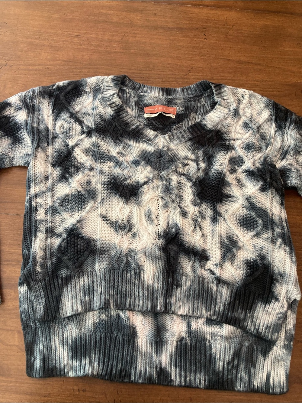 Anthropologie Pilcro Ombre tie dye Cable Knit Sweater - Navy & Gray